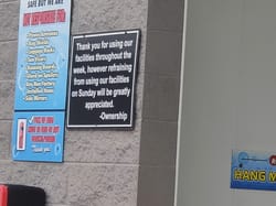 Car wash is open but I'd rather not go on Sundays