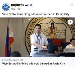 Pasig Mayor Vico Sotto Bans Gambling Ads