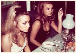 Photograph of Sharon Tate and Barbara Bouchet at Playboys nightclub in London