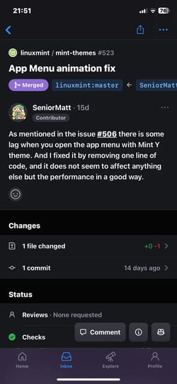first pull request gets accepted