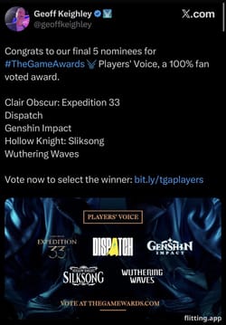 Who made the cut for Game Awards player's voice award