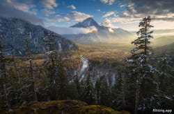 Camping spot on middle fork snoqualmie river in washington state