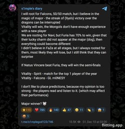 S1mple reveals big news on his Telegram channel