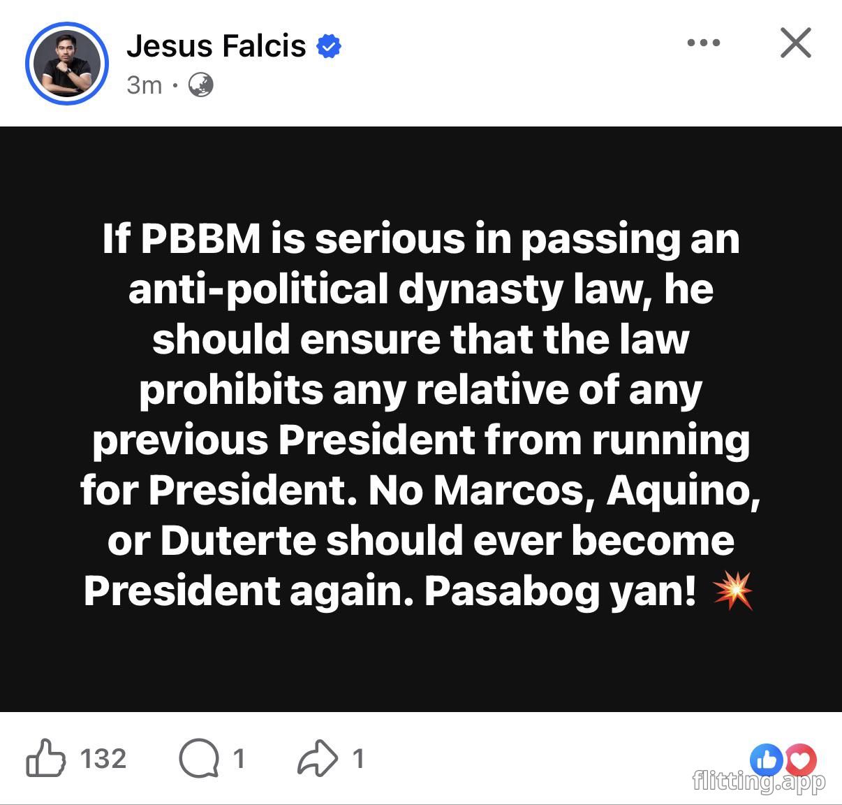 No more presidents from that dynasty please