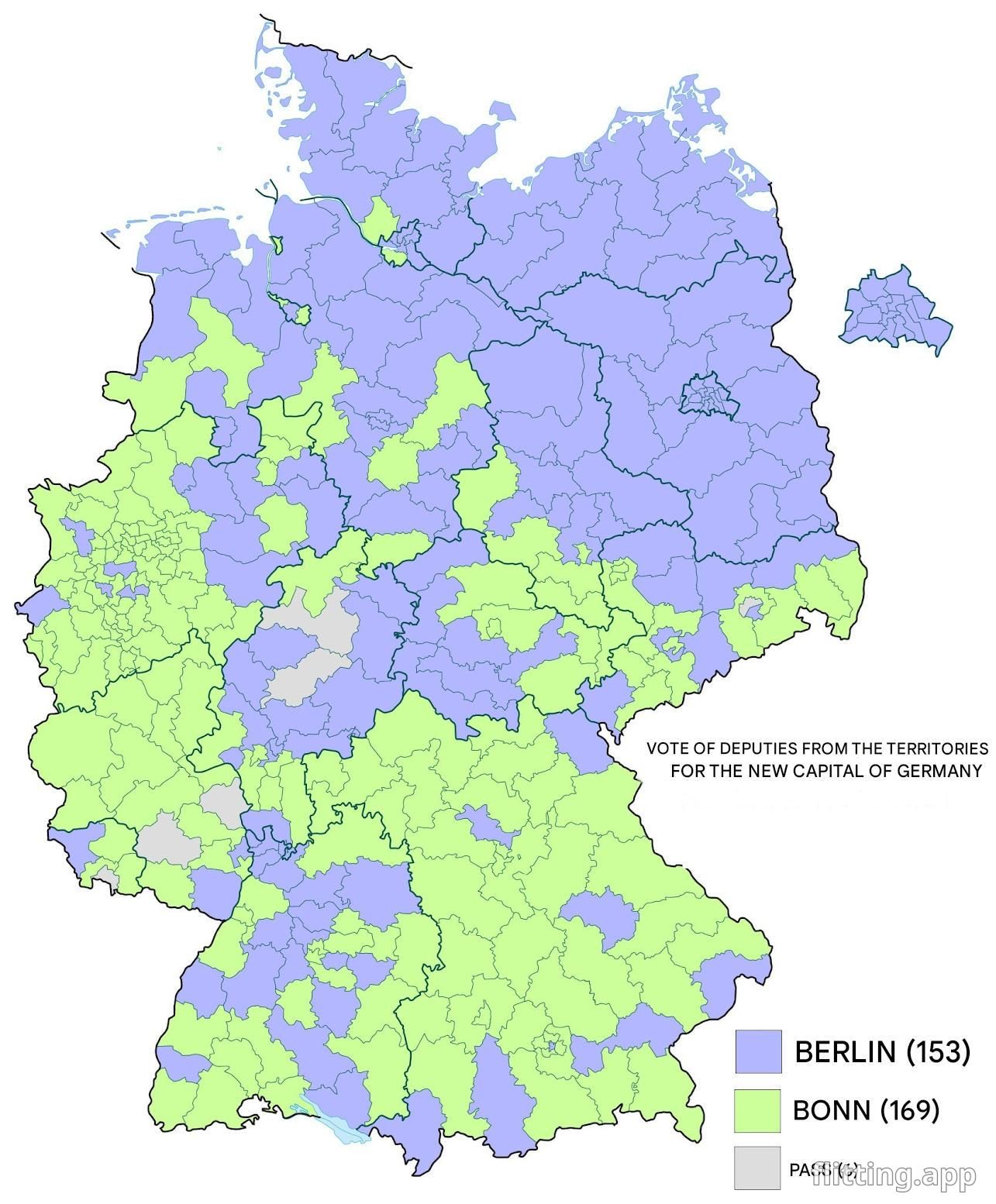 Choosing between Berlin and Bonn for Germany's capital
